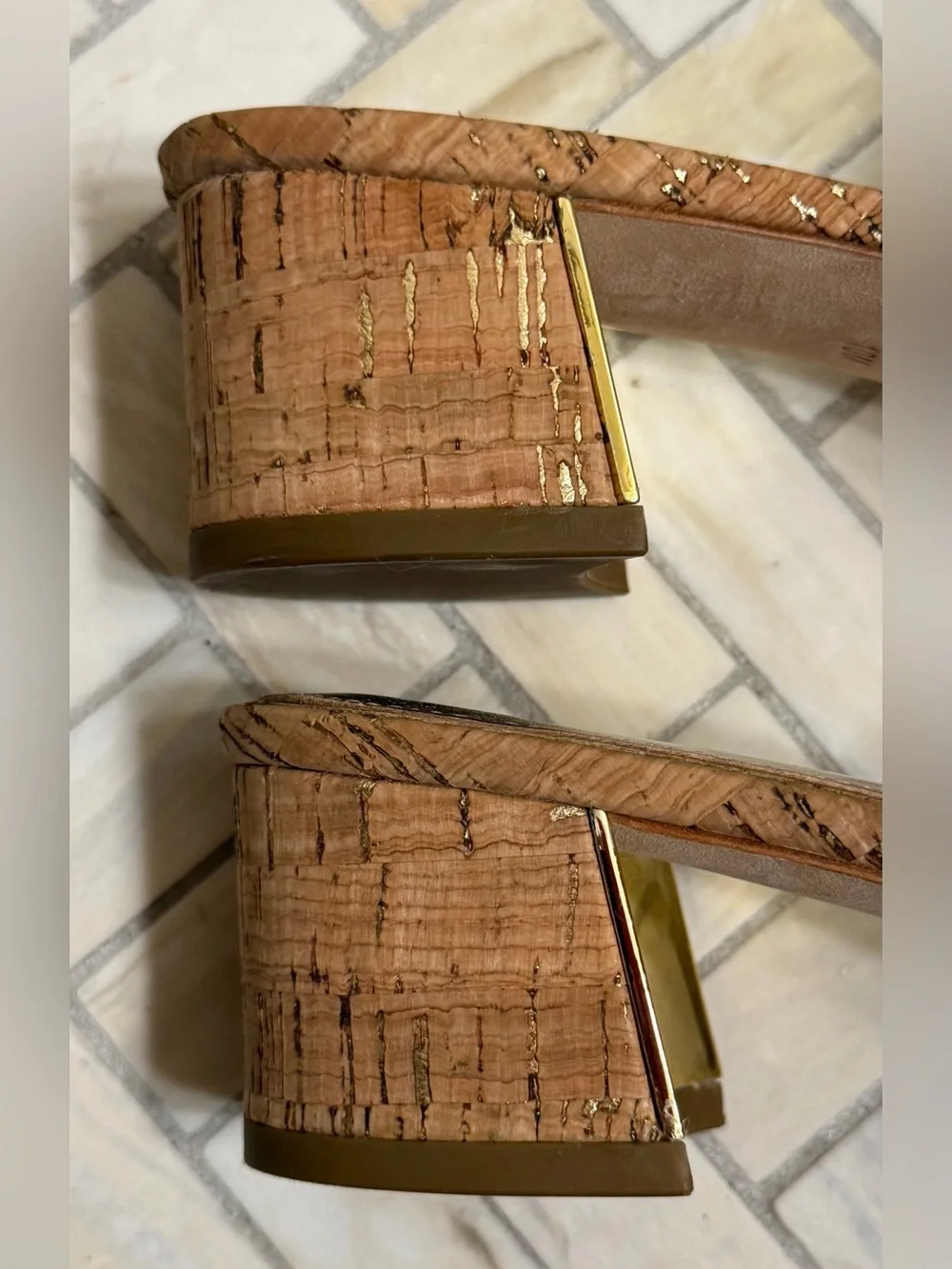 Donald Pliner Melrose3 Sparkle Cork Low Heels Natural Woven Sandal Size 10 - Picture 7 of 16